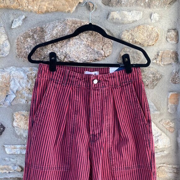 NWT SUNDRY RAILROAD STRIPE POCKET PANT in cherry MSRP $188 women’s 27 - Picture 7 of 12